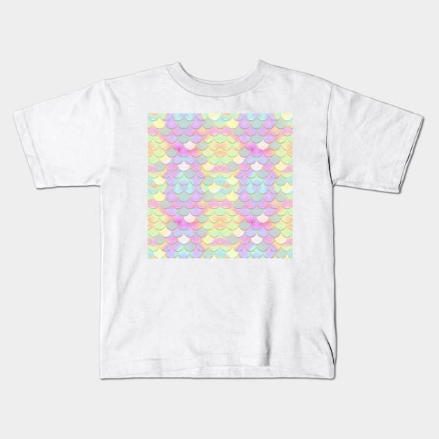 Iridescent Holographic Mermaid Scale Pattern Kids T-Shirt by tanyadraws